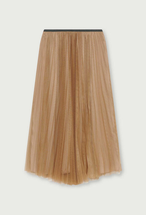 Fabiana Filippi Pleated tulle skirt, camel PAD223F633H7690000
