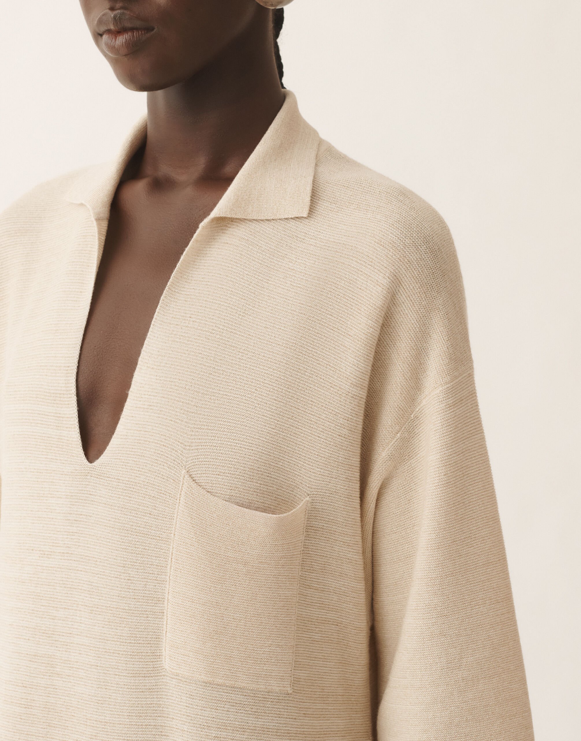 Fabiana Filippi Polo dress in wool, cotton, and lurex, butter Butter ABD266F159L7660000