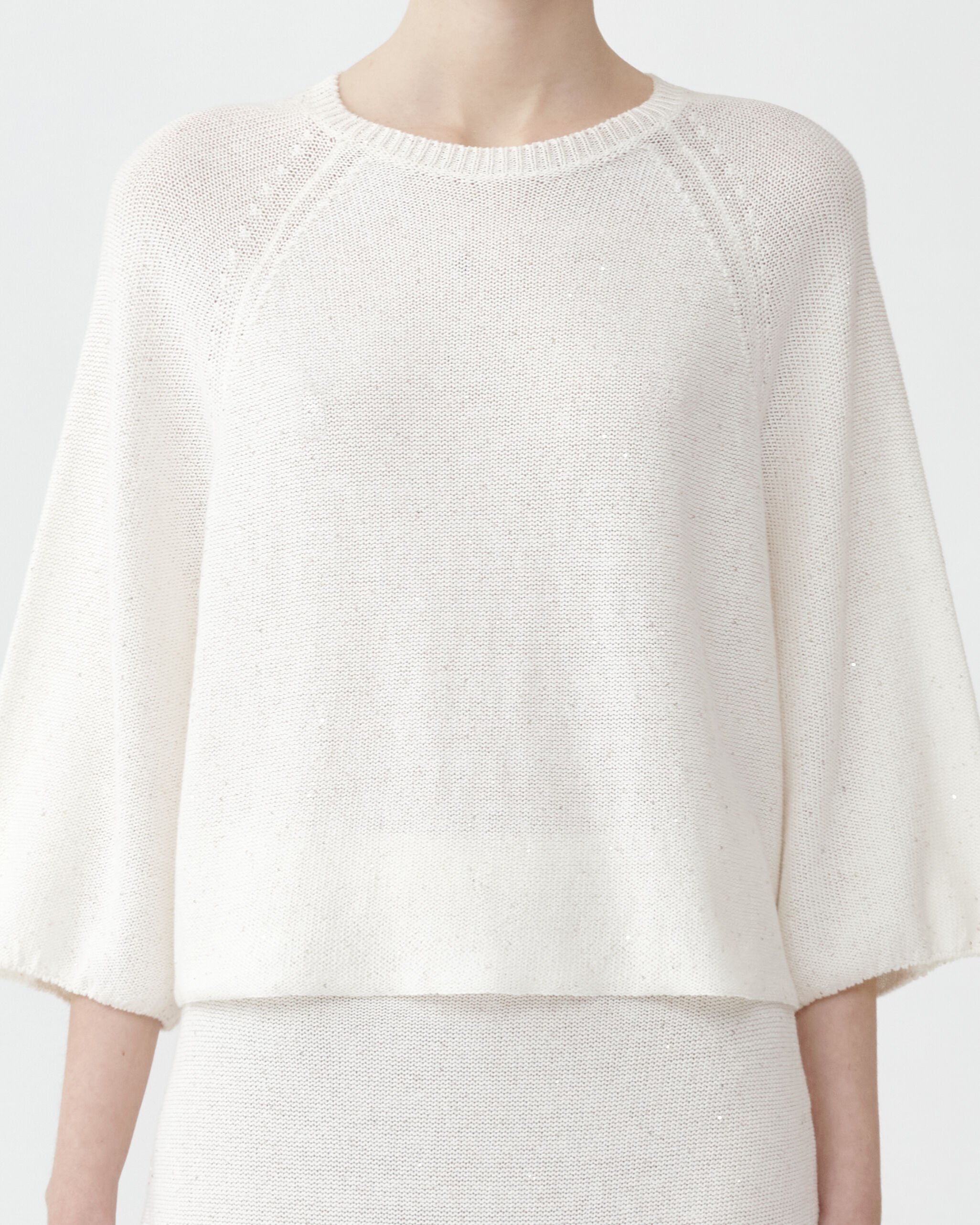 ♡FABIANA FILIPPI♡ニットベージュ40♡ Wool and silk cape with sequins, rope for Women | Fabiana