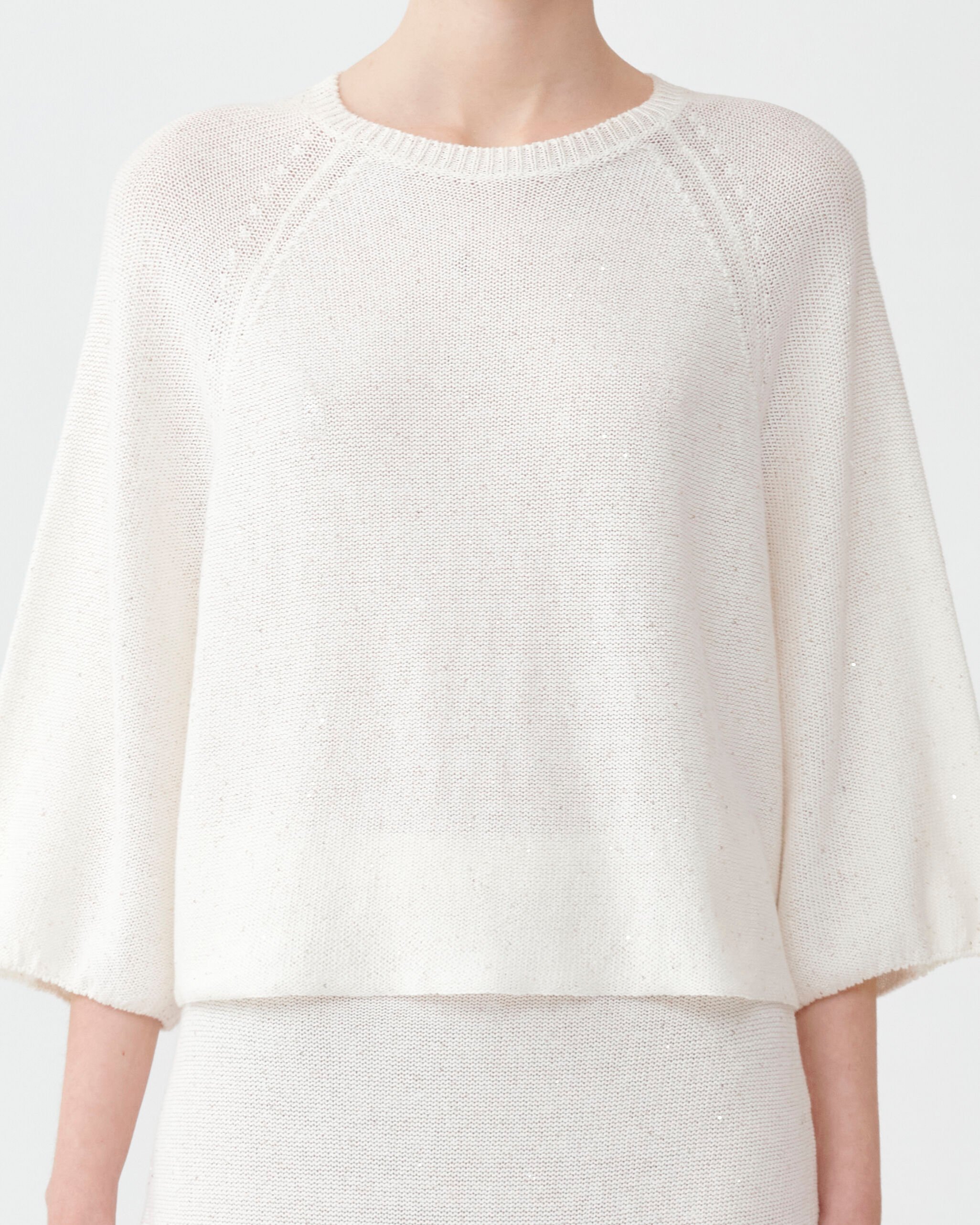 Fabiana Filippi SEQUIN CAPE SWEATER WHITE MAD274F349D2730000
