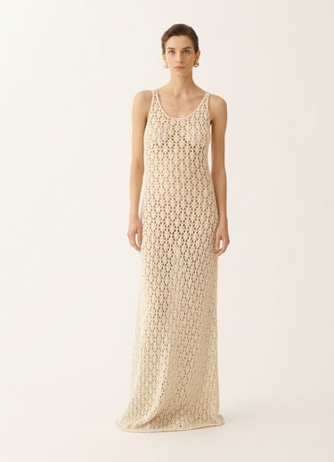 Fabiana Filippi Cotton ribbon dress with sequins, butter BUTTER ABD276F595M1020000