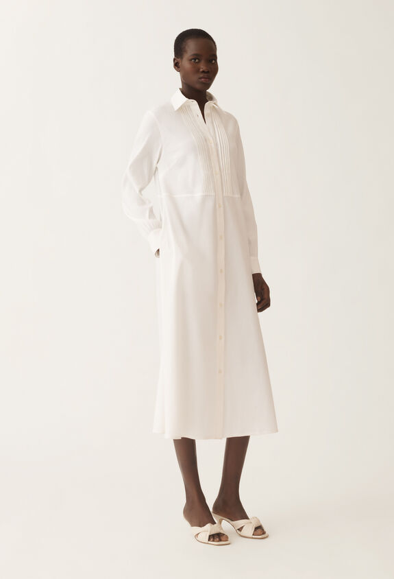 Fabiana Filippi Stretch viscose and linen shirt dress, optical white OPTICAL WHITE ABDC02F120H5500000