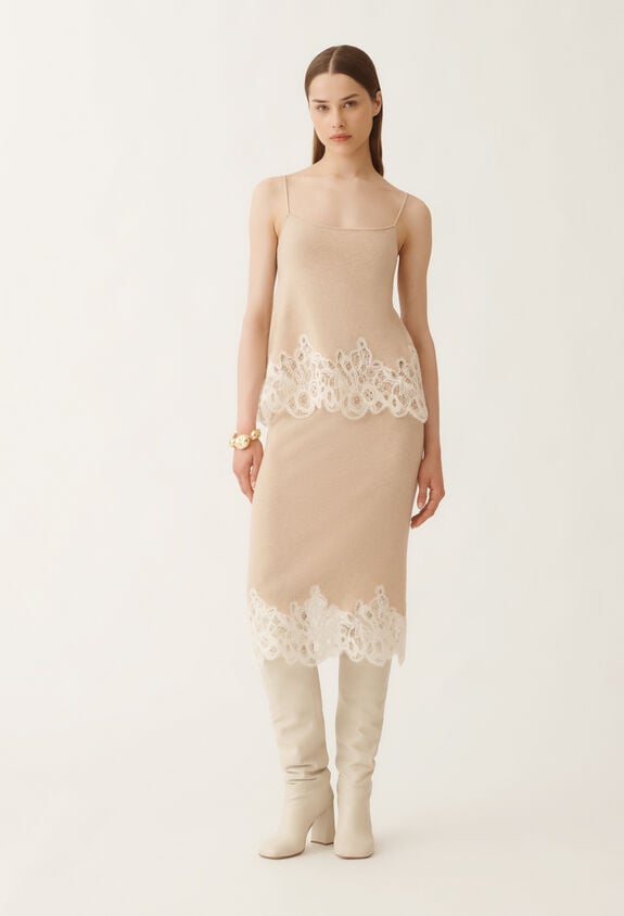 Fabiana Filippi Platinum lingerie top with macramé lace, rope BEIGE MAD215F043L5190000