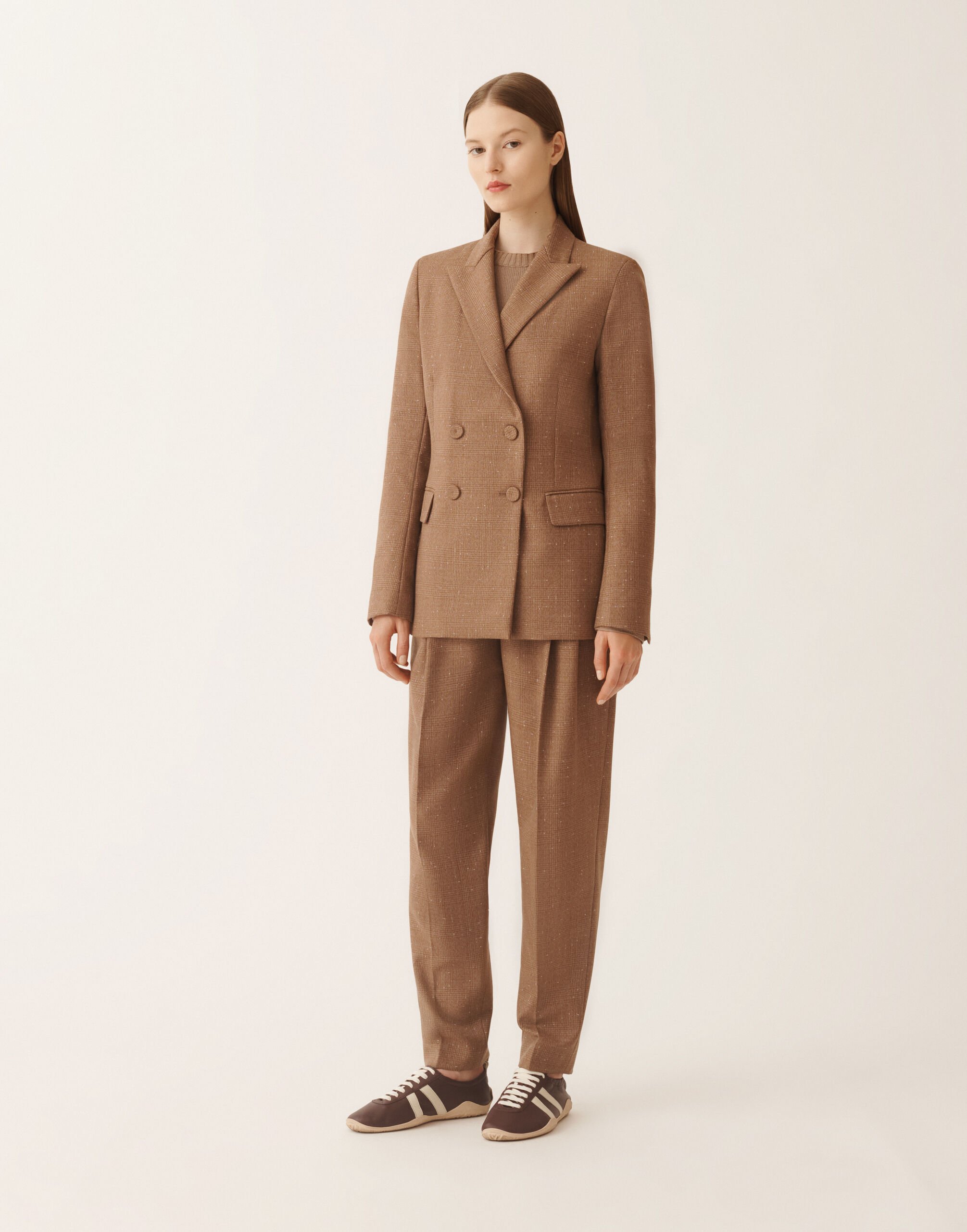 Fabiana Filippi Double-breasted jacket in Prince of Wales check, birch Brown GCD225F207L6580000
