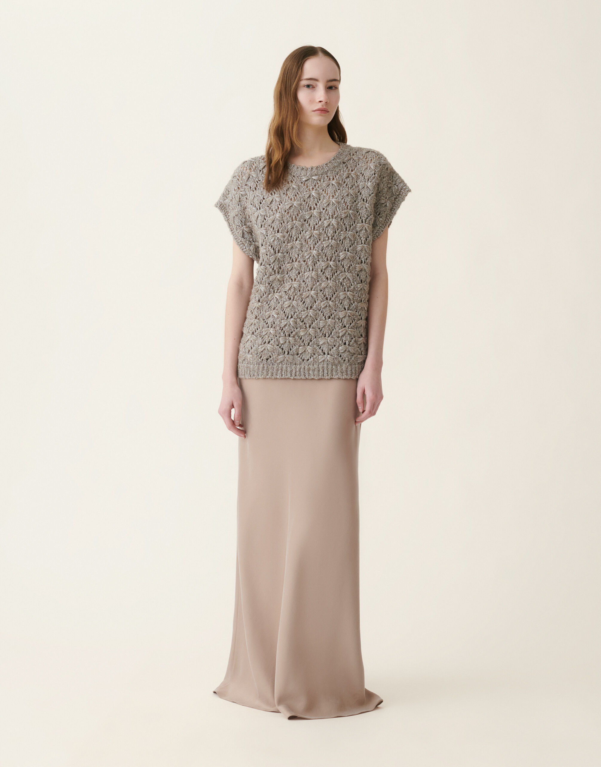 Oversized-Pullover aus gepolstertem Garn, mocha Fabiana Filippi Oversized-Pullover aus gepolstertem Garn, mocha Mocha MAD216F101M3150000
