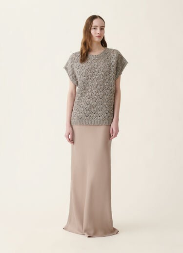 Oversized-Pullover aus gepolstertem Garn, mocha Fabiana Filippi Oversized-Pullover aus gepolstertem Garn, mocha Mocha MAD216F101M3150000