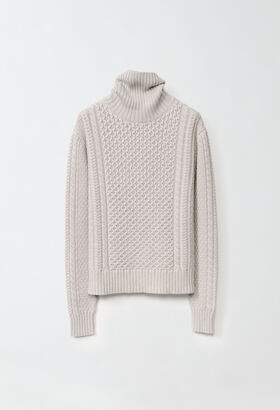 Fabiana Filippi Platinum fisherman sweater with lurex, greige BLUE MAD214F096D7230000