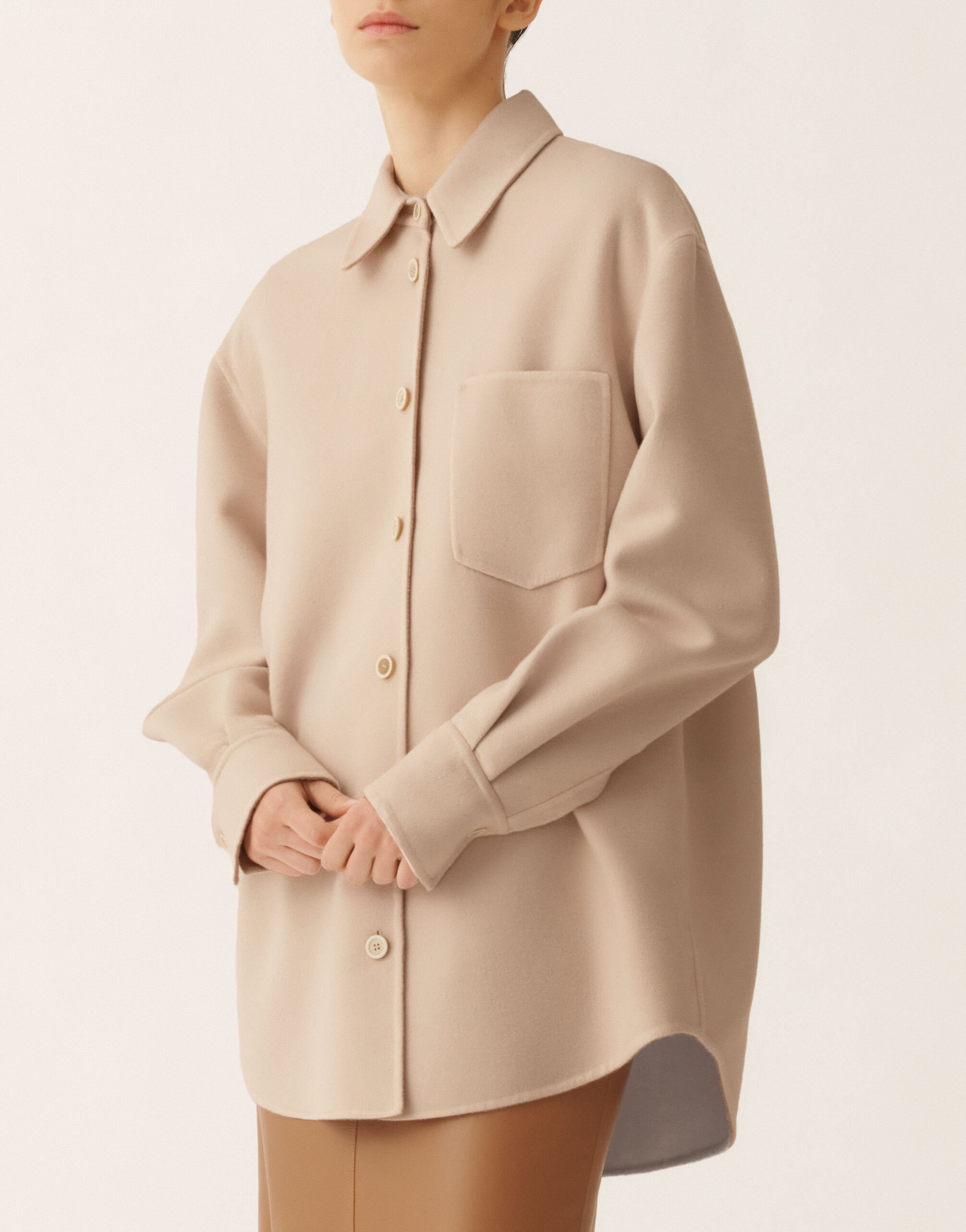 Langes Hemd aus doppellagiger Wolle, Kasha Fabiana Filippi Langes Hemd aus doppellagiger Wolle, Kasha Kasha CTD266F245L7360000