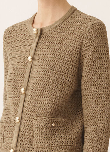 Fabiana Filippi Cotton ribbon cardigan, khaki KHAKI MAD276F513D6630000