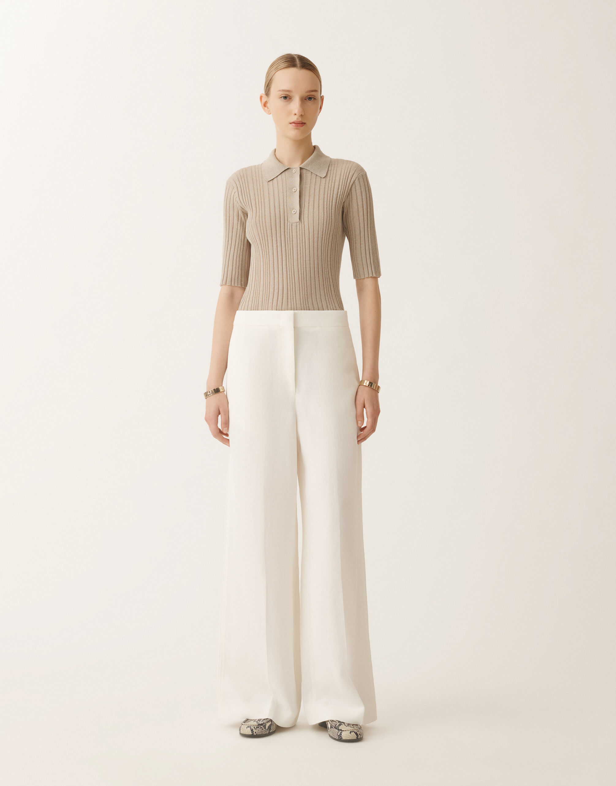 パンツ FABIANA FILIPPI Woman Pants White PAD265F320L192 0142 Linen and viscose trousers, white for Women | Fabiana Filippi®