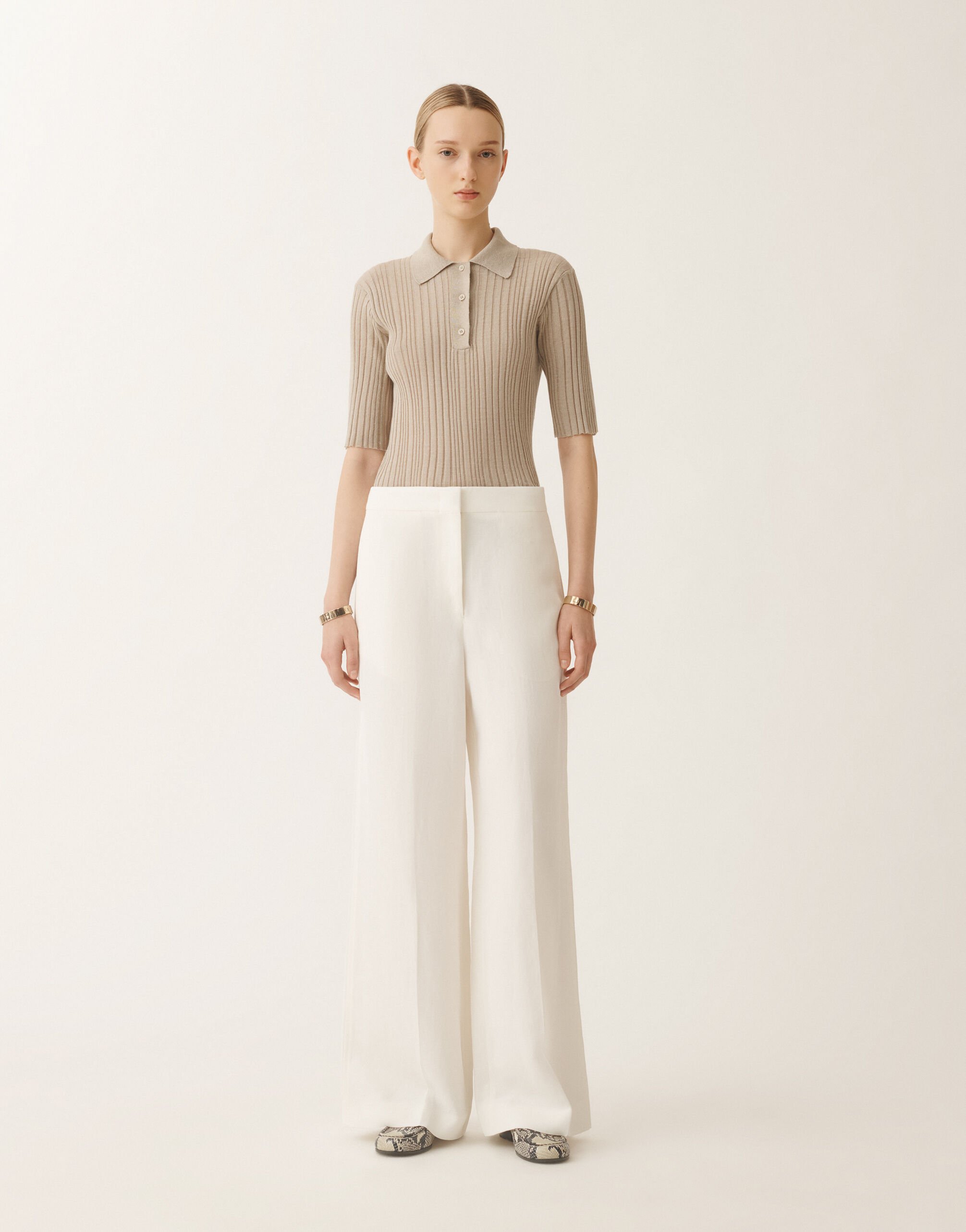 Fabiana Filippi Linen and viscose trousers, white WHITE PAD275F307D5440000