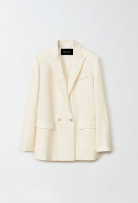 Fabiana Filippi Double-breasted wool twill jacket, raffia GREY MAD224F015SK160000
