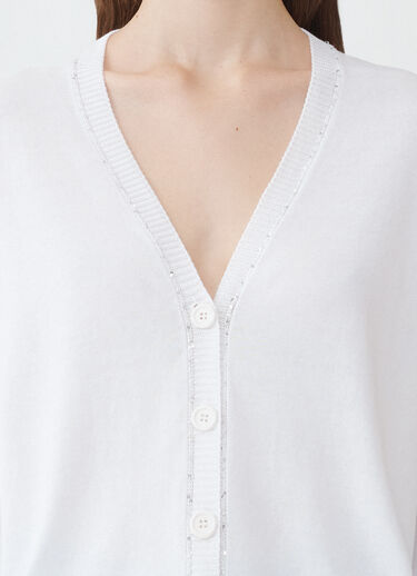 Fabiana Filippi COTTON CARDIGAN WITH SEQUIN THREAD OPTICAL WHITE MAD274F359H4960000