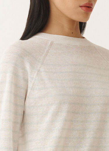 Fabiana Filippi Linen striped sweater, white and aqua green WHITE/AQUAGREEN MAD275F031L3420000