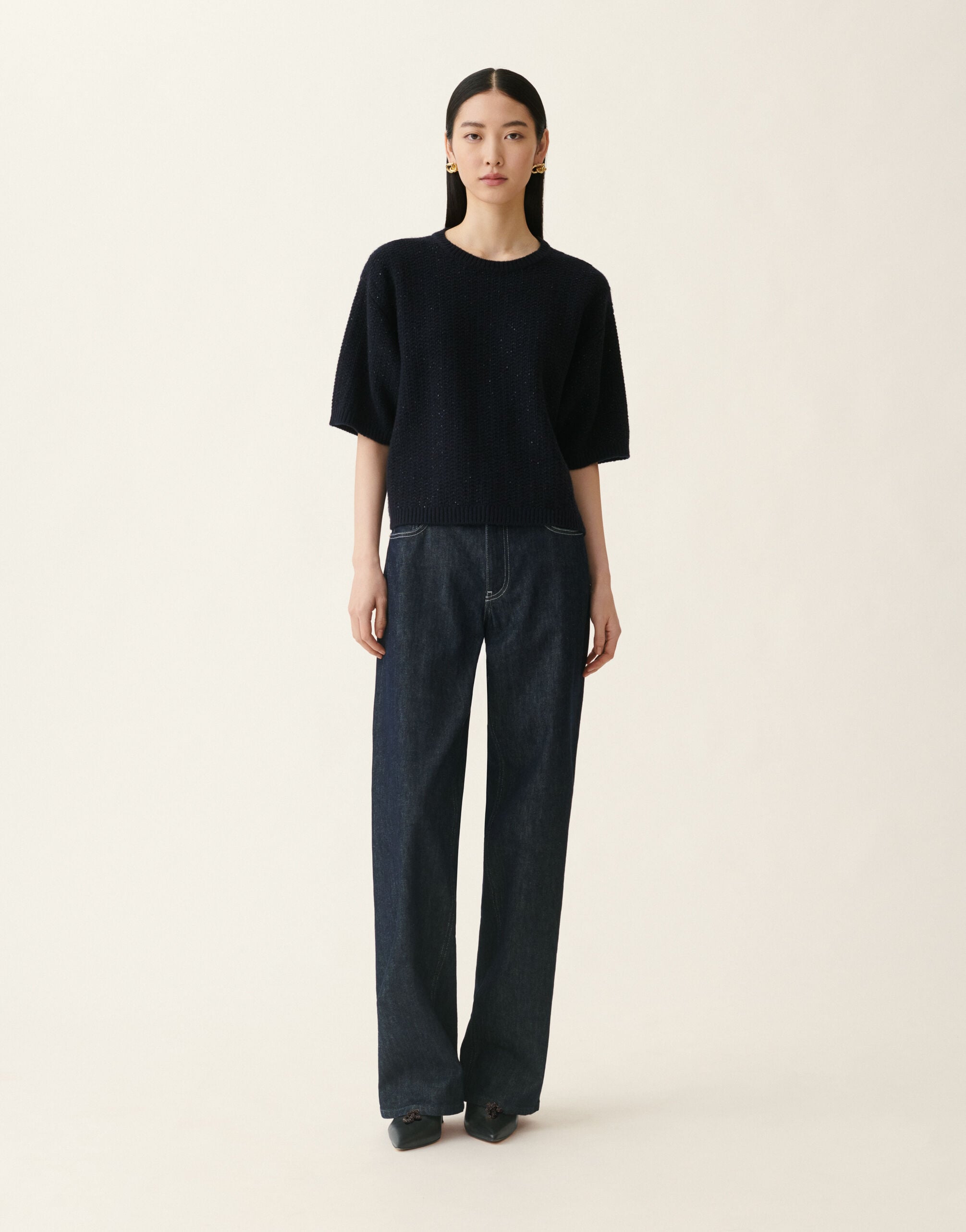 レディースPlatinum sequin sweater, midnight blue Fabiana Filippi