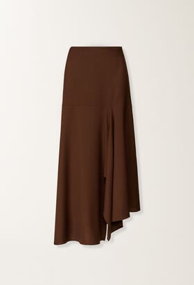 Fabiana Filippi Cool wool asymmetrical skirt, ebony BROWN GND215F414D6200000