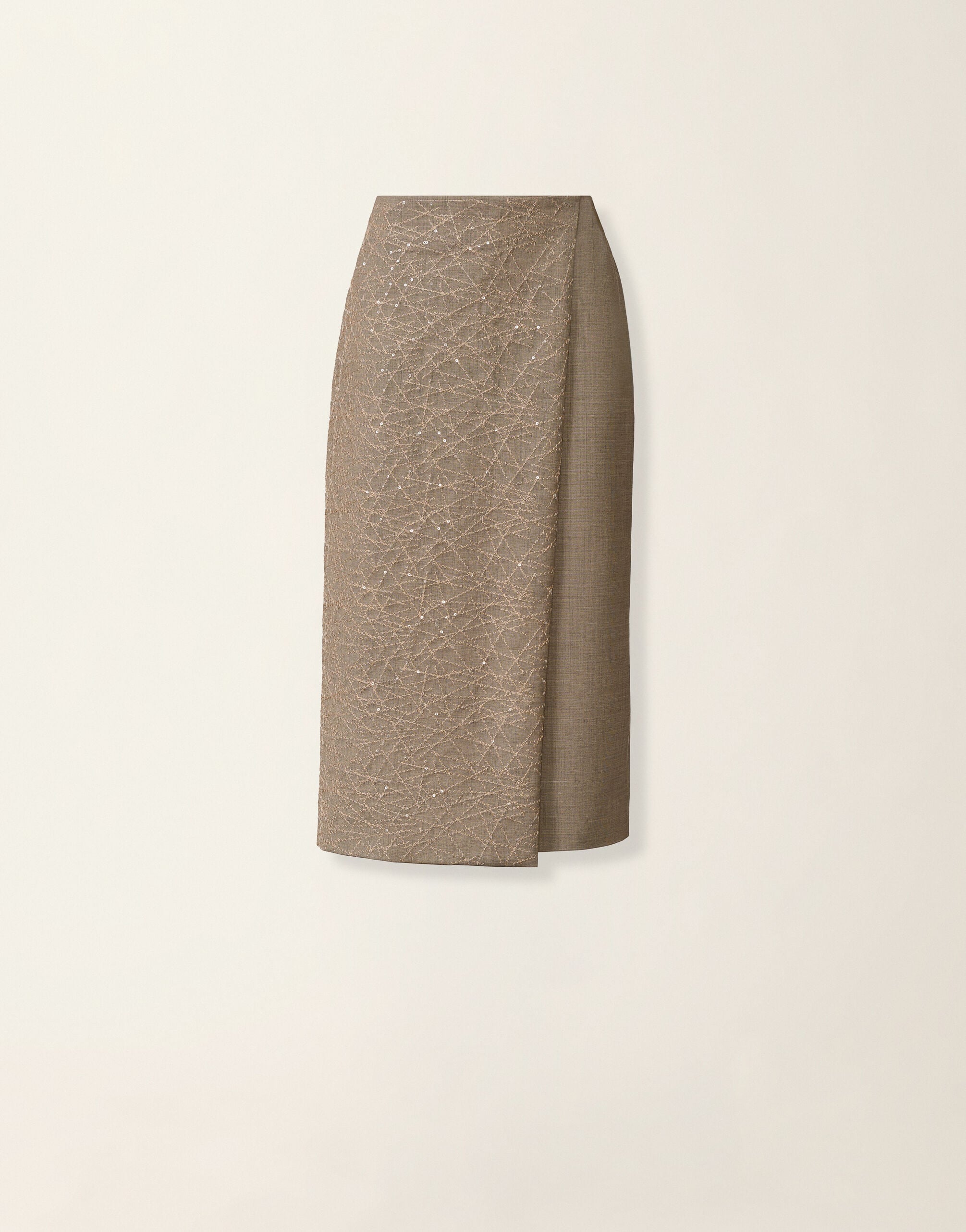 Fabiana Filippi Wrap pencil skirt in bi-stretch fresco wool, falcon Falcon GND226F335M4840000