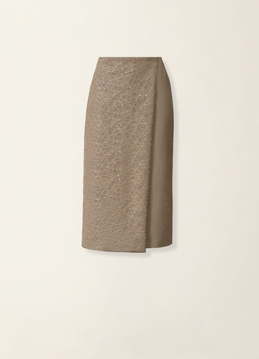 Fabiana Filippi Wrap pencil skirt in bi-stretch fresco wool, falcon Falcon GND226F335M4840000