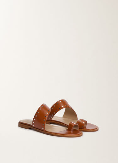 Fabiana Filippi Leather thong sandals with studs, tan LEATHER ASD275A094L4140000