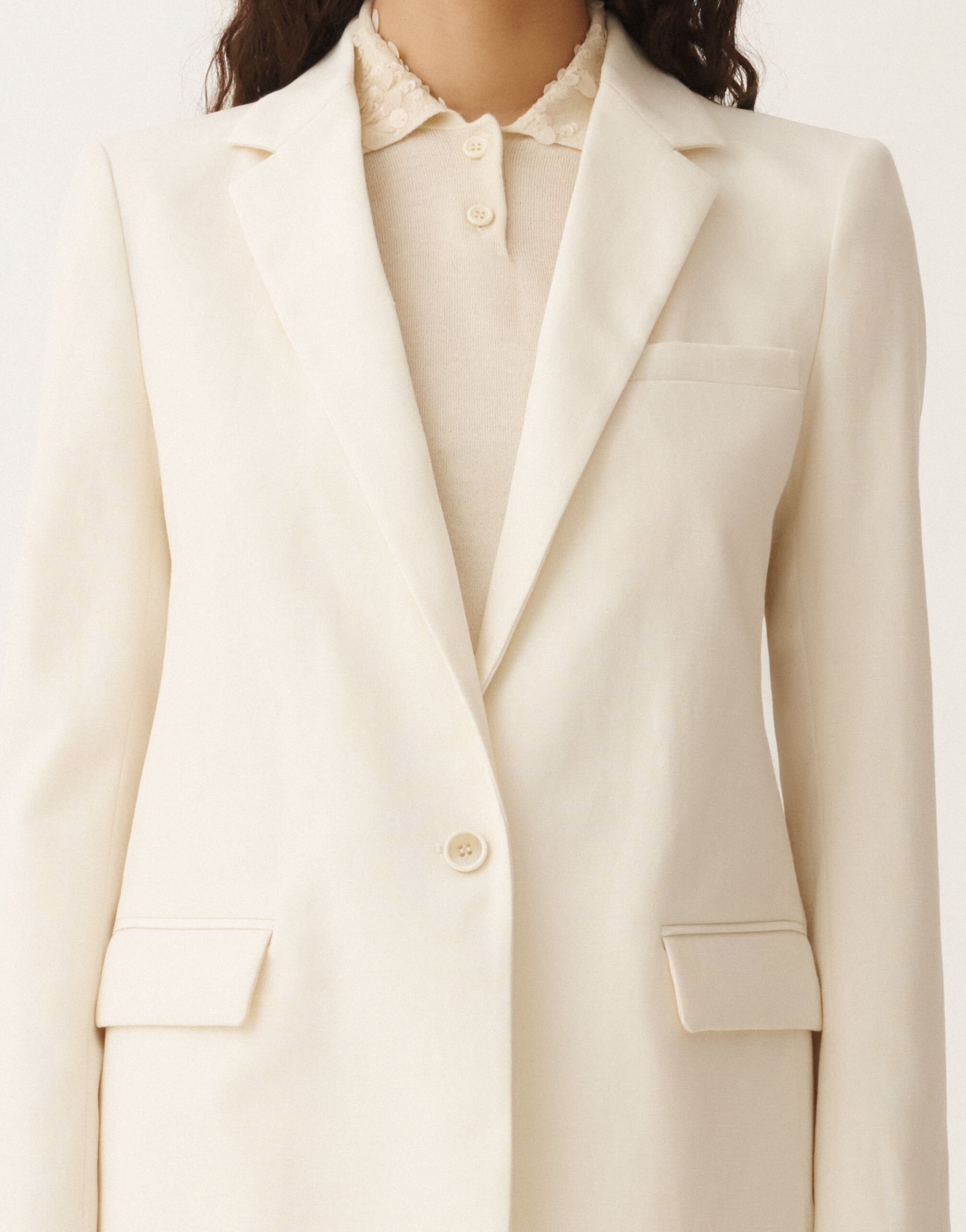 Fabiana Filippi Veste en tissu natté de laine et lin, vanille BLANC GCD265F315D8220000