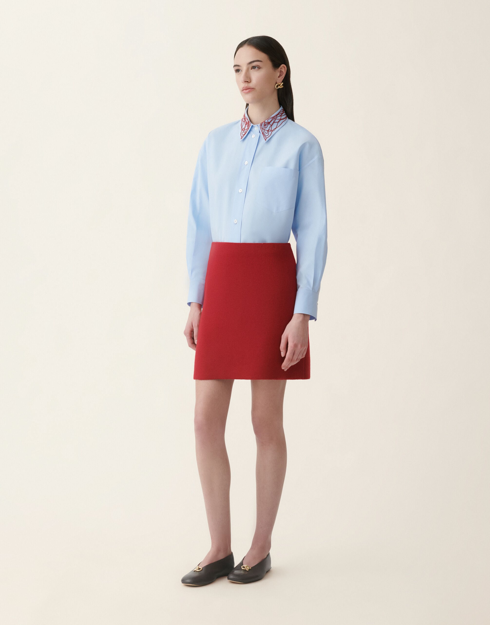 Fabiana Filippi Minigonna in lana merino, rosso Rosso GND216F325D4620000