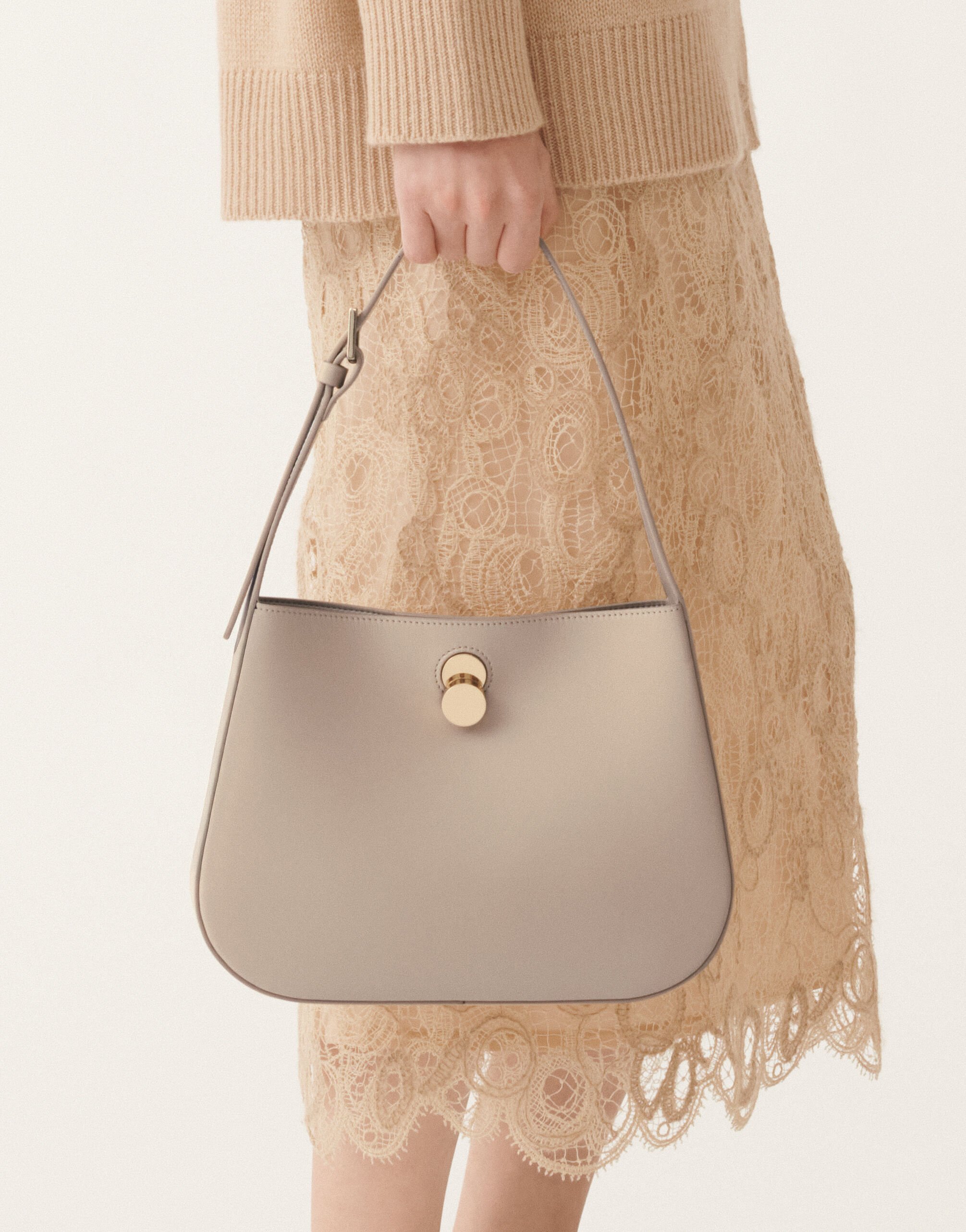 Fabiana Filippi Hobo Eclissi piccola in pelle di vitello, marmo GRIGIO BGD215A858L8030000