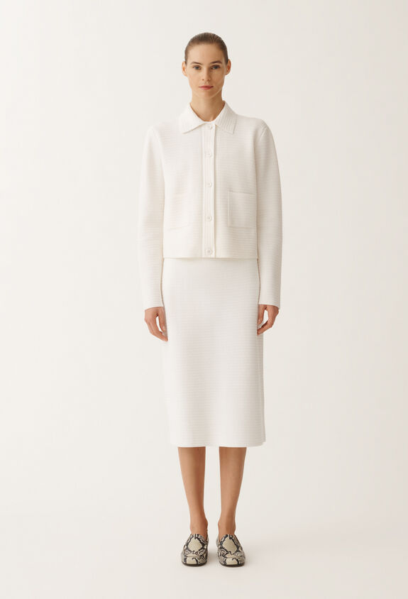 Fabiana Filippi Wool and cotton jacket, raffia WHITE GCD265F220D5100000