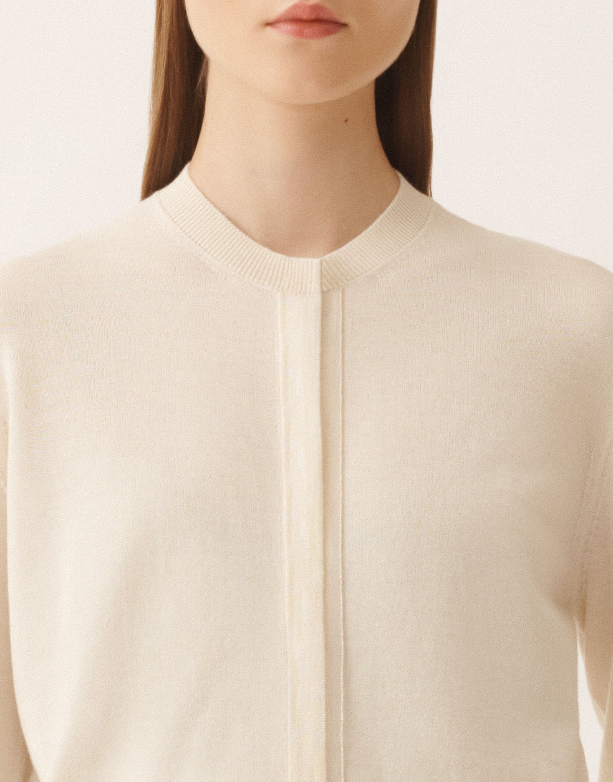 Fabiana Filippi Wool and cotton cardigan, cream Butter MAD266F061L9300000