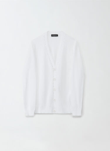 Fabiana Filippi COTTON CARDIGAN WITH SEQUIN THREAD OPTICAL WHITE MAD274F359H4960000