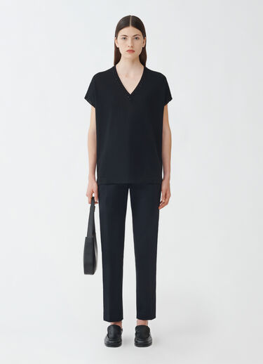 Fabiana Filippi COTTON V NECK SWEATER WITH SEQUIN THREAD BLACK MAD274F358H4960000