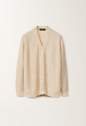Fabiana Filippi Cotton knitted cardigan with sequins, vanilla VANILLA MAD275F555L3310000