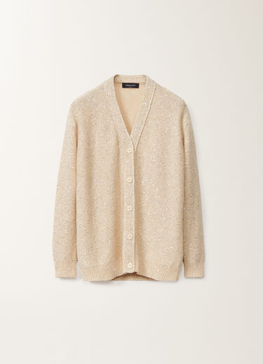 Fabiana Filippi Cotton knitted cardigan with sequins, vanilla VANILLA MAD275F555L3310000