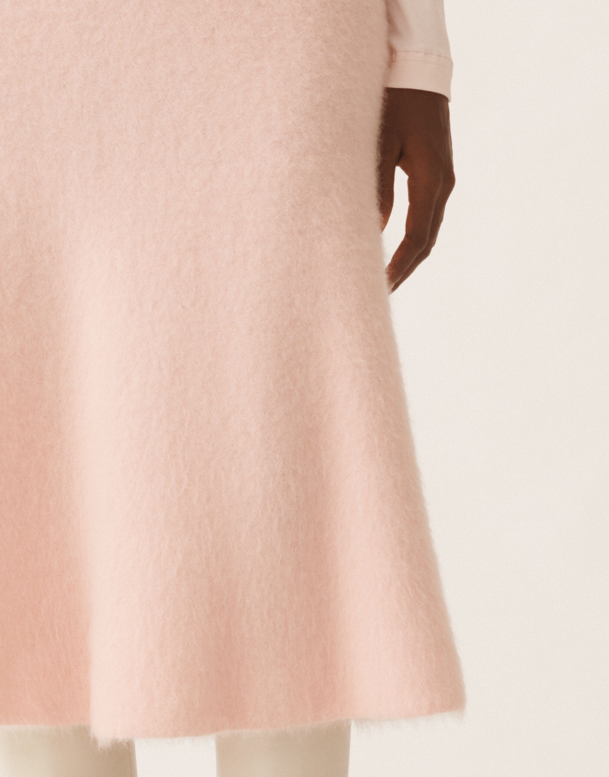 Brushed merino and mohair skirt, quartz pink for Women