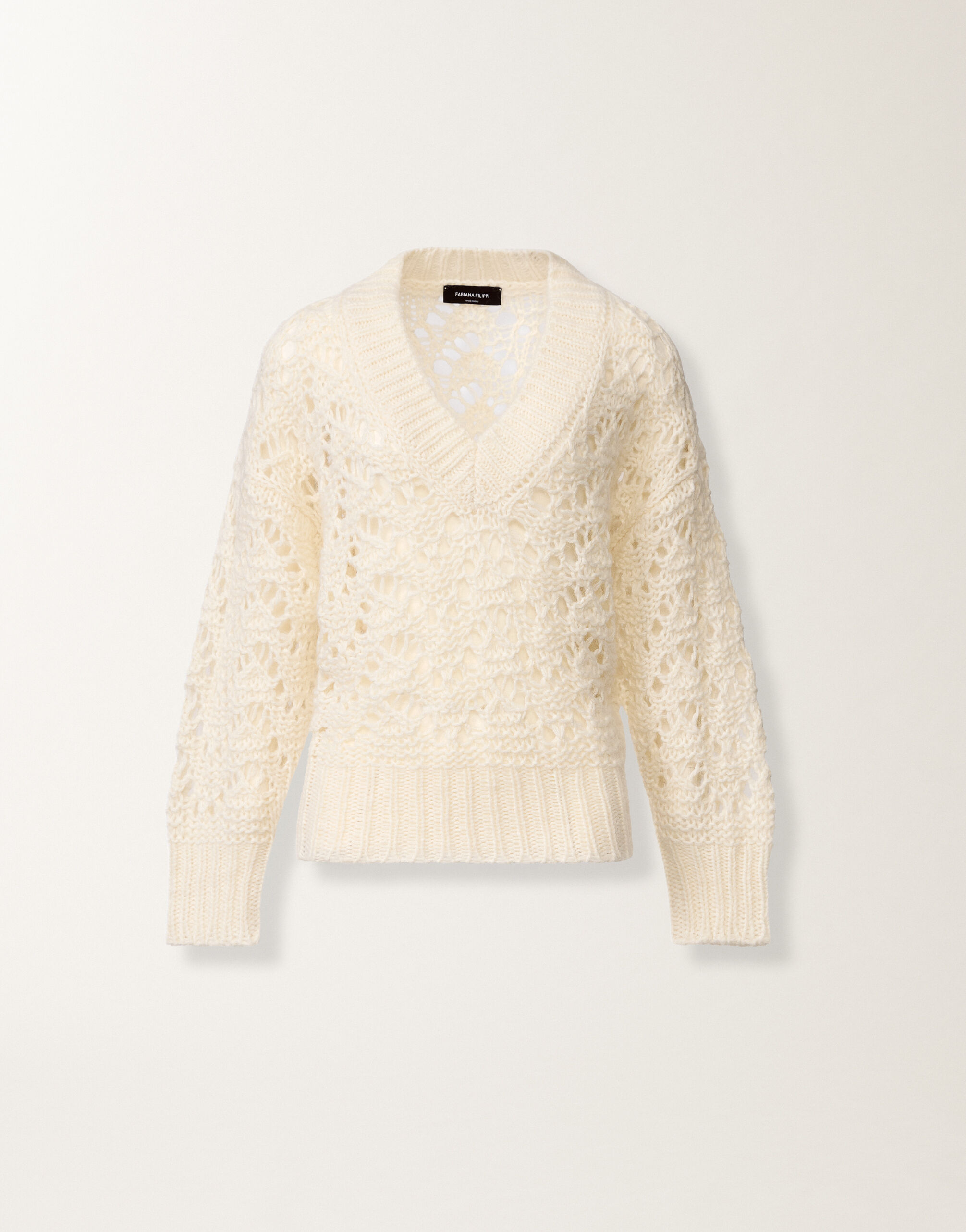 Fabiana Filippi Platinum mohair sweater, raffia White MAD266F032L7420000