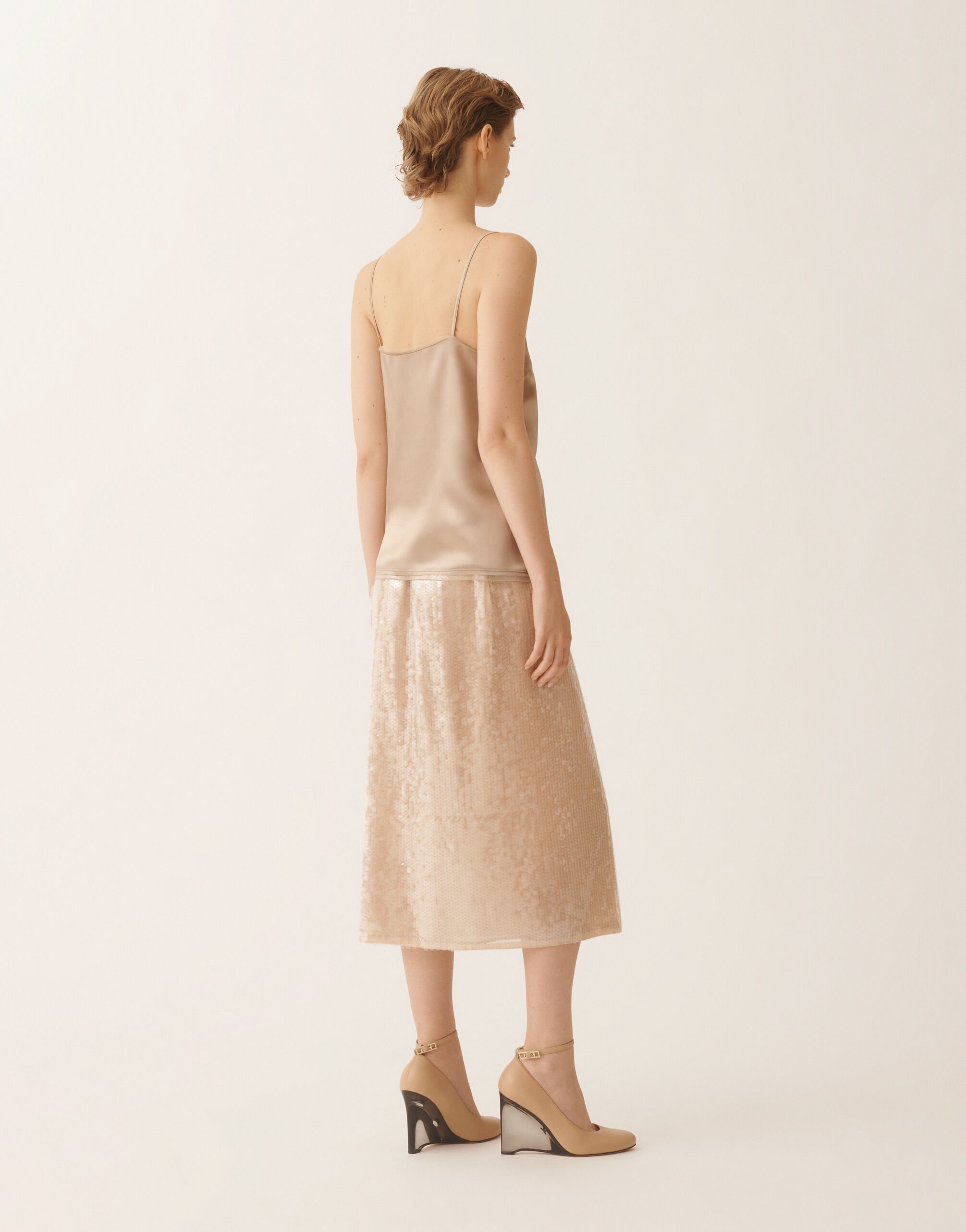 Fabiana Filippi Satin lingerie top, maple Beige TPD266F281L9090000