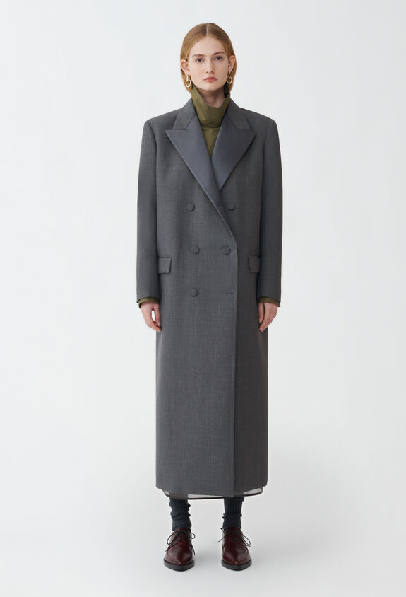Fabiana Filippi WOOL SILK DOUBLE TUXEDO TOPCOAT GREY CTD214F220I9230000