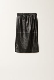 Fabiana Filippi Faltenrock aus Nappaleder, schwarz SCHWARZ PLD265F288L1760000