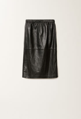 Fabiana Filippi Pleated nappa leather skirt, black YELLOW PLD265F280D7510000