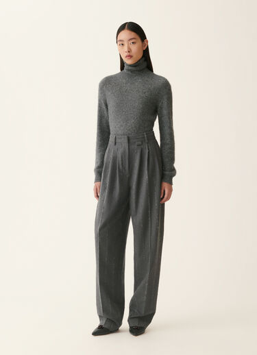 Triple-pleat pinstripe fil coupé flannel trousers, charcoal Fabiana Filippi Triple-pleat pinstripe fil coupé flannel trousers, charcoal Charcoal PAD226F718M4130000