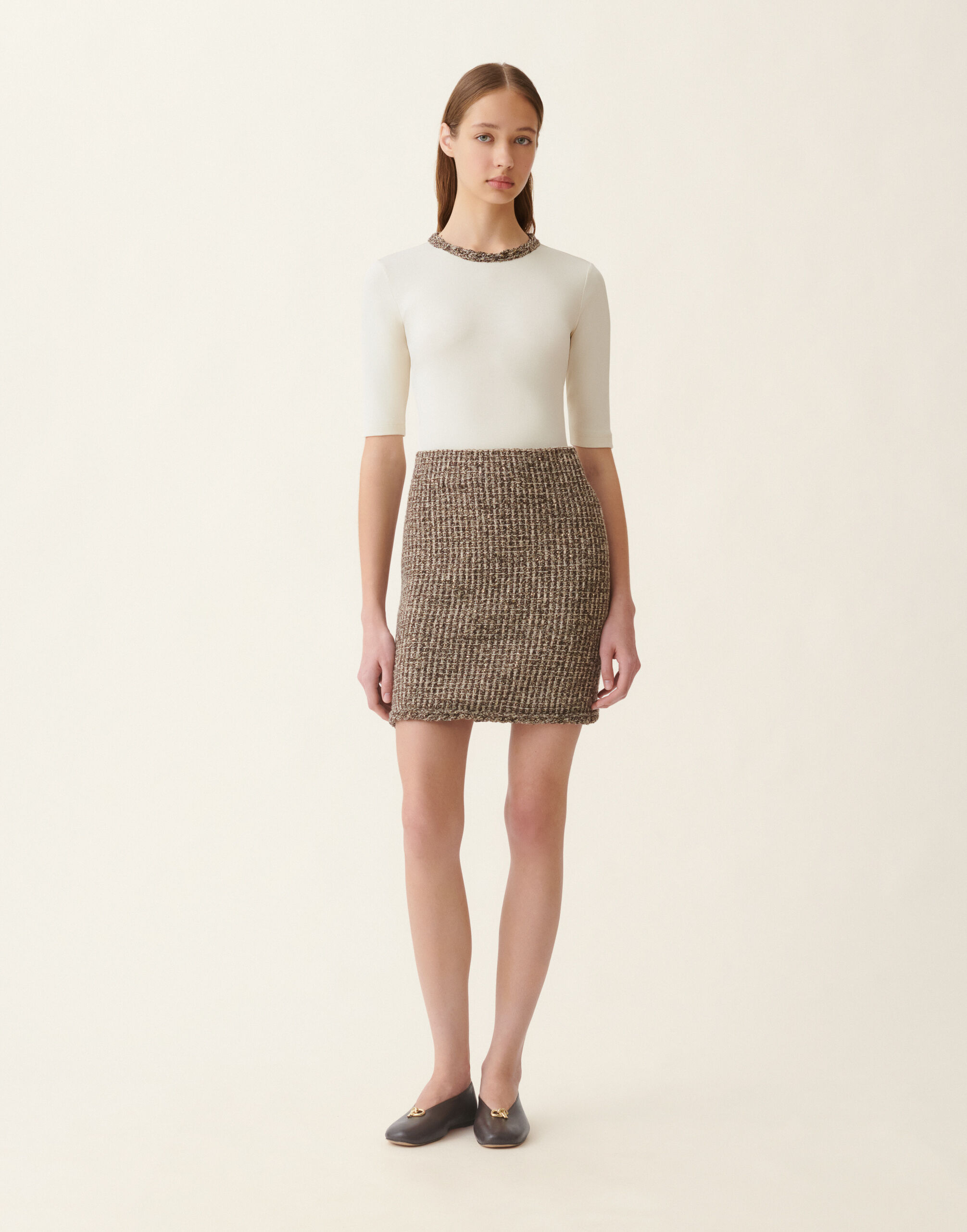 Fabiana Filippi Minijupe en tweed, ébène ébène GND216F325M2570000