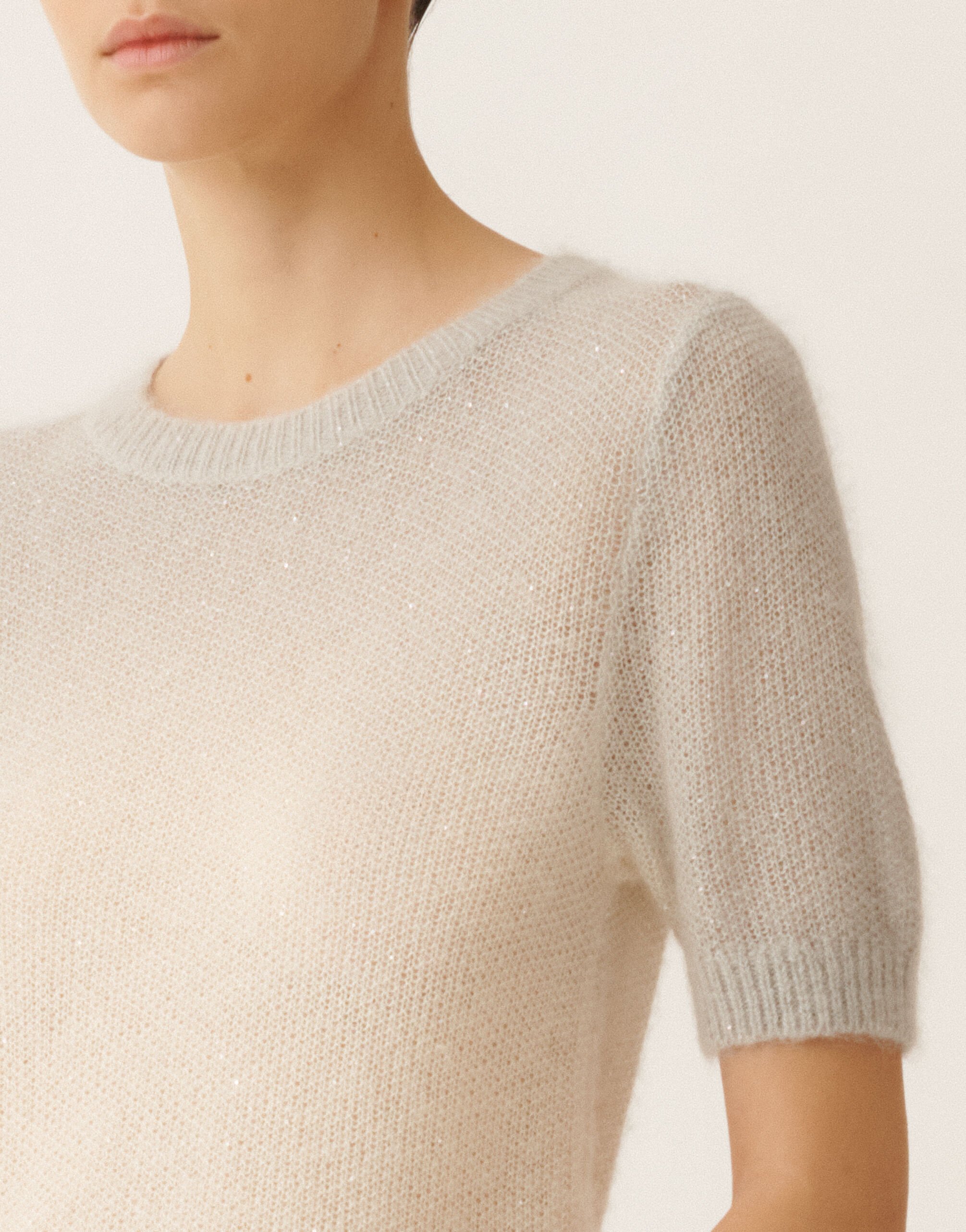 Fabiana Filippi Mohair sweater with sequins in shaded raffia and gray Gray MAD266F131L9000000