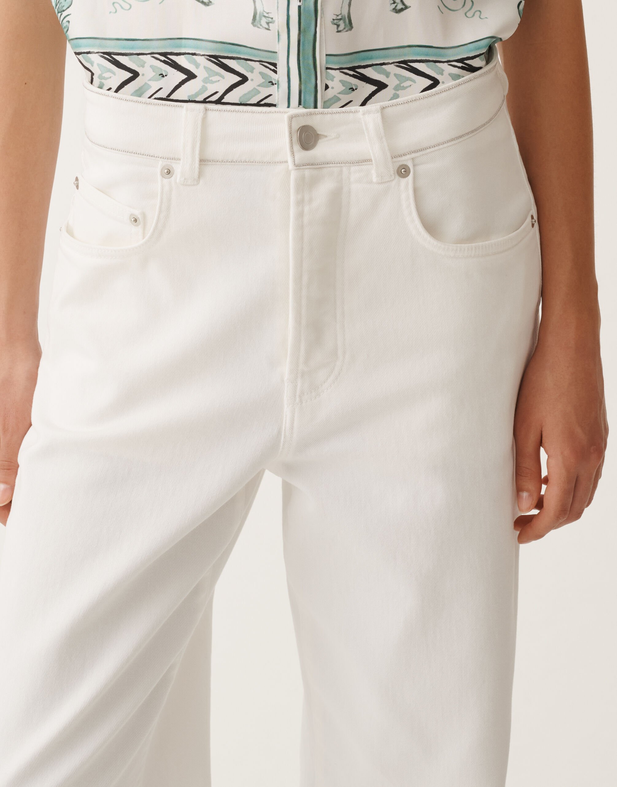 Fabiana Filippi 5-pocket denim trousers, optical white WHITE PAD275F357L3700000