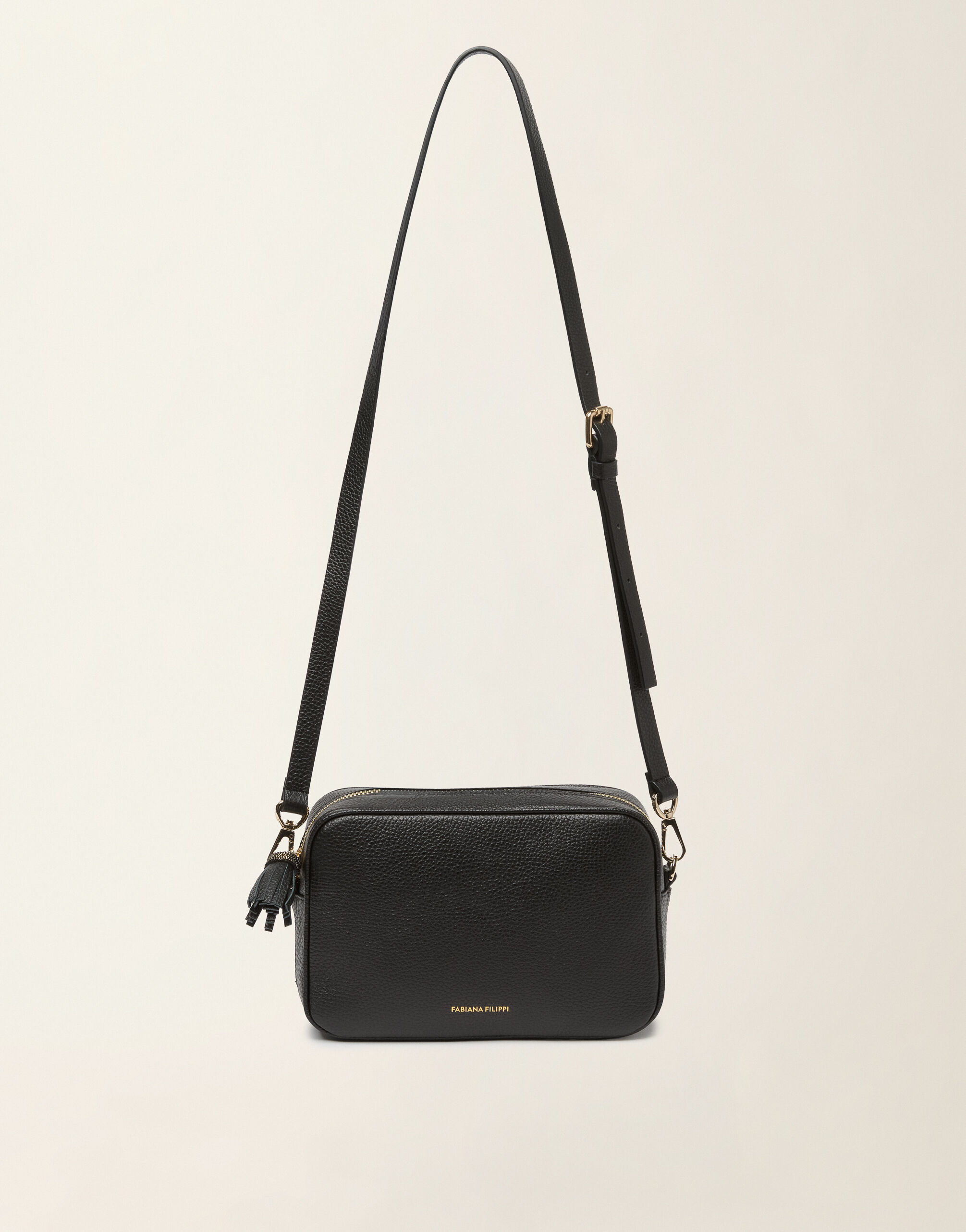 Fabiana Filippi Camera Bag aus genarbtem Leder, Schwarz Schwarz BGD226A802M5600000