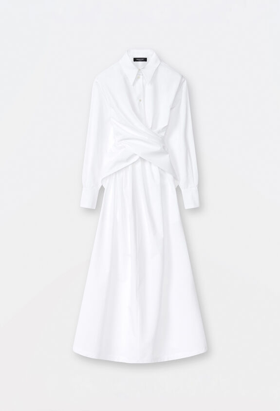 Fabiana Filippi POPLIN SHIRT DRESS WITH CROSSED DETAIL OPTICAL WHITE ABD264F129D6140000
