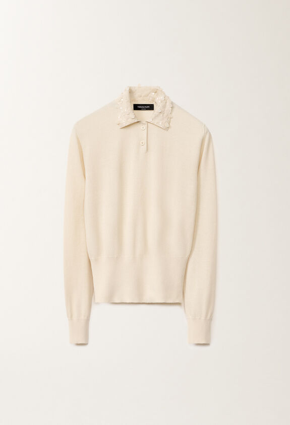 Fabiana Filippi Wool and cotton polo, vanilla WHITE MAD265F054L1630000