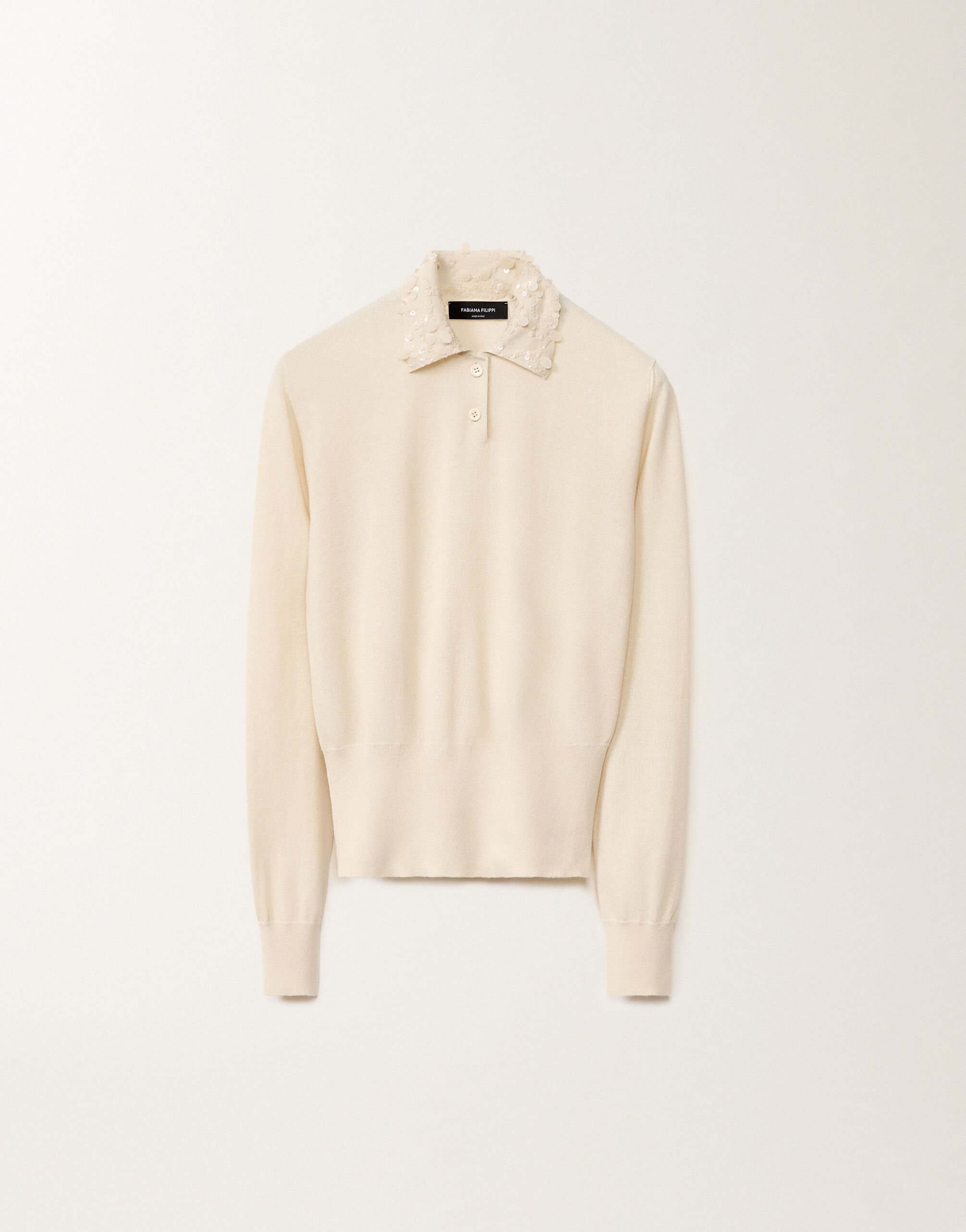 Fabiana Filippi Polo en laine et coton, vanille BLANC MAD265F054L1630000