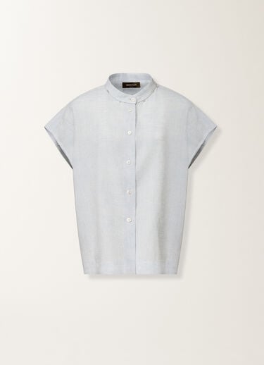 Camicia senza maniche in tela di lino, azzurro cielo Fabiana Filippi Camicia senza maniche in tela di lino, azzurro cielo AZZURRO CIELO CAD276F762M1630000
