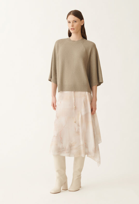 Fabiana Filippi Capa de lana y seda con lentejuelas, oliva VERDE MAD215F067D2960000