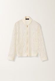 Fabiana Filippi Mohair bomber jacket with coating, raffia White MAD266F123L7760000