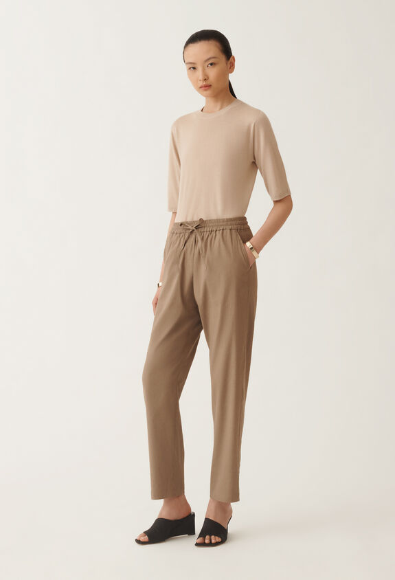 Fabiana Filippi Stretch viscose and linen trousers, taupe TAUPE PADC02F410H5490000